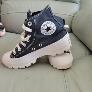 Converse Women's Black Canvas Chunky Platform High Top Sneakers